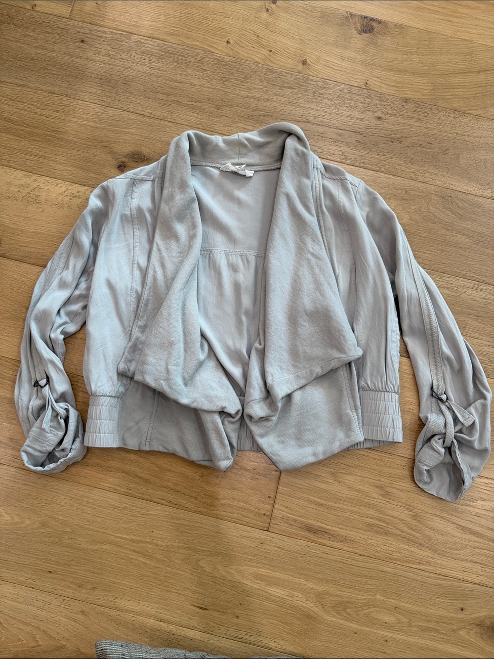 BB Dakota Jack Open-Front Draped Jacket in Light Taupe